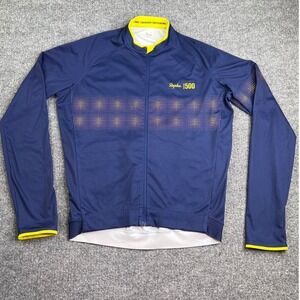 Rapha Cycling Jersey Mens Large Blue Festive 500 Long Sleeve Core Full Zip Top